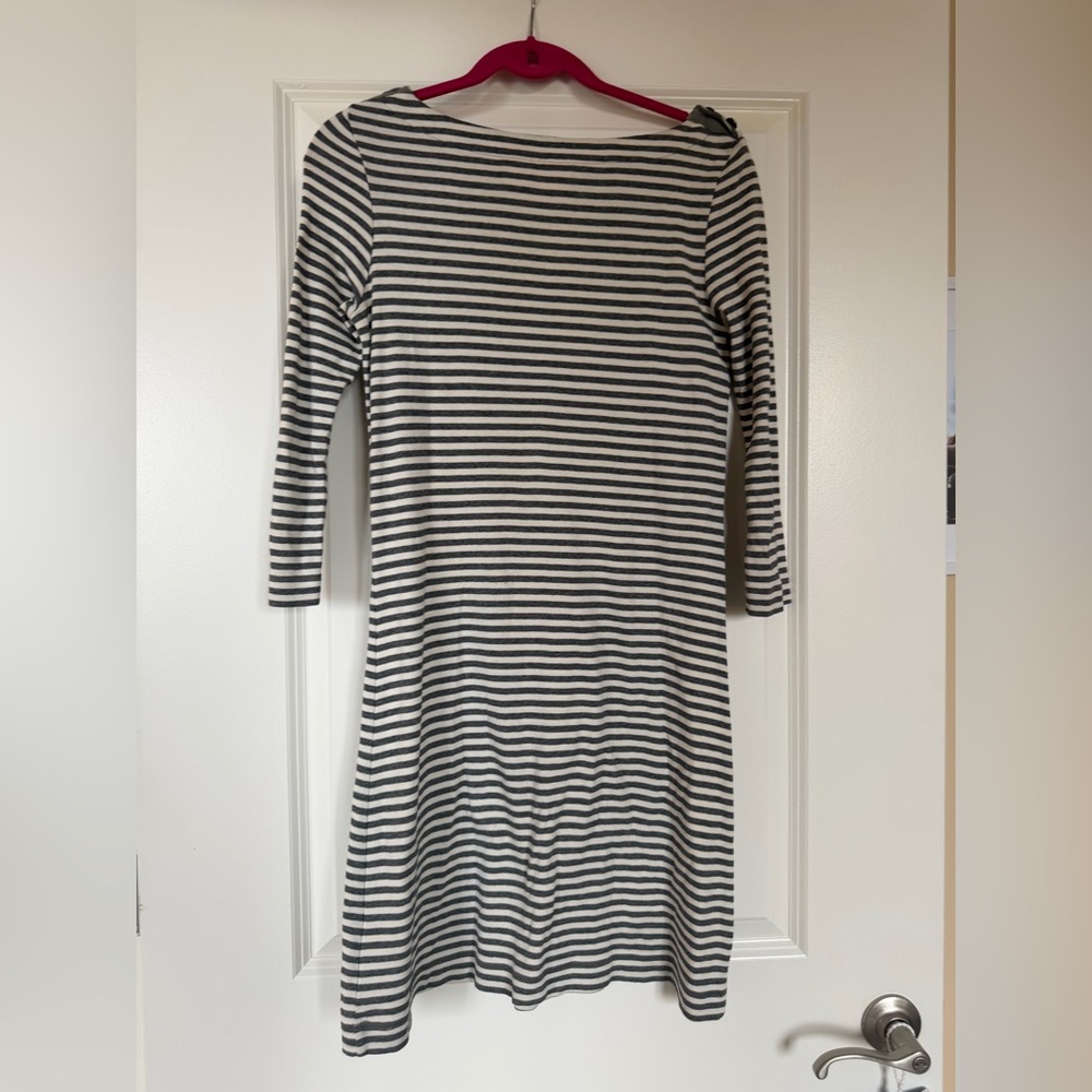 Tory Burch Black and White Striped Long Sleeve Dress - Picture 2 of 4
